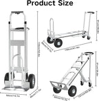 3 in1 Convertible Hand Truck, Folding Aluminum Hand Trucks 880lb Load Appliance Dolly, Heavy Duty Dolly Cart Converts Platform Cart, Portable Cart Luggage,Travel,Moving,Shopping,Office Use (Silver)