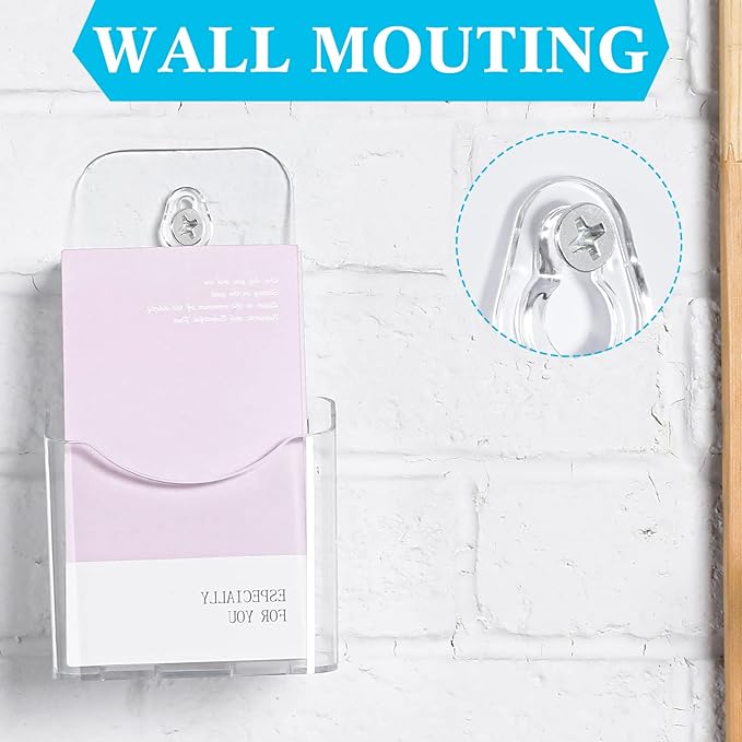 Yookeer 20 Pieces Brochure Holder Stand Acrylic Pamphlet Holder 4x7.9 Inches Wall Mount/countertop Clear Plastic Trifold Rack Display Stand for Vendors, Brochure, Trifold, Magazine, Pamphlet, Booklets