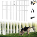 25 Panels Garden Fencing Animal Barrier, 17in (H) X 27ft (L) No Dig Dog Fence, 1.25 in Gap Fence Border for Dogs Rabbits, Rustproof Metal Decorative Fences Blocker for Outdoor, Yard, Patio, White