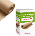 24" x 1200" (100 ft) Brown Craft Paper (Case of 9 Rolls), 45 lbs Thickness, Made in USA Kraft Paper for School, Art Projects, Gift Wrapping, Packing for Moving
