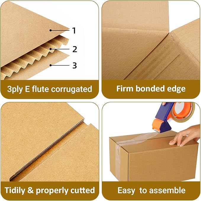 25 pack Shipping Boxes 10x7x5 inch Cardboard Box Mailers, Kraft Corrugated Mailer Cardboard Shipping Mailers For Small Business, Mailing, Packing and Storage