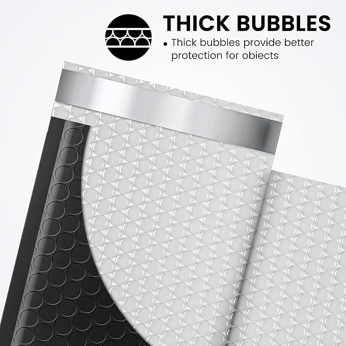 Fuxury Black Bubble Mailers 4x8" 200 Pack Waterproof Padded Envelopes Self Seal Bubble Envelopes Usable Size 4x7" Padded Mailers for Small Business Shipping Envelope Mailers