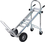 LEADALLWAY 3-in-1 Aluminum Convertible Hand Truck, Heavy Duty Folding Dolly Cart Pneumatic & Solid Wheels for Moving, Warehouse, Delivery, Home Use,770lbs Capacity