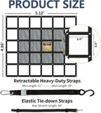 Tecoom Heavy Duty Cargo Net for Pickup Truck Bed, 4.86'x5.12' Adjustable Cam Buckles & S-Hooks & Cross Strap, 1,500 lbs Capacity Cargo Net Truck Accessory (58"x61")