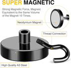 DIYMAG Black Magnetic Hooks, 170 LB Heavy Duty Strong Magnets with Hook, Rare Earth Neodymium Magnet for Hanging, Magnetics Hanger for Curtain, Home, Kitchen, Workplace, 6 Packs