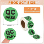 PATIKIL 360 Pcs 1 Roll QC Pass Labels, 1.5 Inch Circle Inventory Control Adhesive Round Labels Food Service Quality Control Stickers for Warehouse Management Inspection, Green