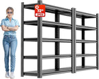 Metal Garage Storage Shelf, Heavy Duty 5 Tier Shelving Unit, Industrial Utility Shelving for Garage Storage, Durable Metal Shelf Organizer, Storage Shelving 24" D x48 W x72 H（2 Pieces）