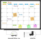 JILoffice Magnetic Dry Erase Calendar Whiteboard, 1 Month White Board Calendar Planner 24 X 18 Inch, Black Aluminum Frame Wall Mounted Board for Office Home and School