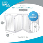 INTERNET'S BEST Arched Top Dog Gate | 4 Panel, 36" H Wooden Pet Barrier for Dogs or Cats | Freestanding Folding Room Divider for Doorways, Hallways, Stairs, and Porch | Portable, Extra Wide | White