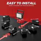 2 Pack LED Work Light Compatible with Milwaukee m18 18V Battery, 40W 6000LM Cordless Work Light with 2 USB Output Port, 145° Adjustable Portable Home Light Accessory Flashlight (Battery NOT Included)