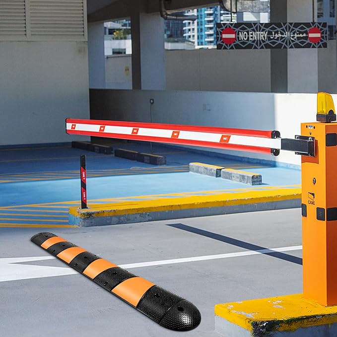 VEVOR Rubber Speed Bump, 1 Pack 2 Channel Speed Bump Hump, 72" Long Modular Speed Bump Rated 22000 LBS Loading, 72.8 x 12.2 x 2.2 Garage Speed Bump for Asphalt Concrete Gravel Driveway with 2 End Cap