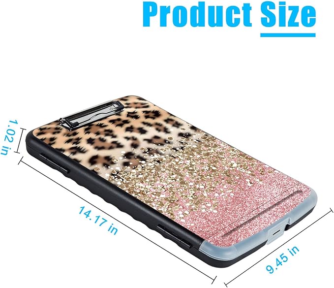 Pattern Design Clipboard with Storage - Heavy Duty Legal Size Clipboard, Ideal for Teachers, Nurses, Office Workers, Contractors, and Kids - 9.5 x 14.2 Inch (Leopard Print)