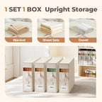 8Pack Linen Sheet Organizers for Linen Closet - King/Queen Size Bedding Storage Boxes with Clear Window | Foldable, Dustproof Sheet Storage Organizer for Blankets & Sheet Sets,Off-white