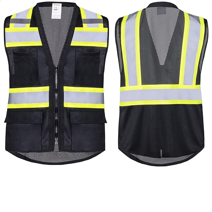 ProtectX 6 Pockets High Visibility Safety Vest for Men Women Class 2 Reflective Hi Vis Work Construction Vest