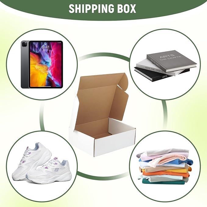 20 Pack 13"x10"x4" inch Shipping Boxes White Corrugated Cardboard Box for Small Business, Mailer, Shipping, and Packing