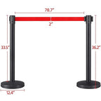 Yaheetech 2-Pack Stanchion Post Rope Barriers - Heavy Duty Black Crowd Control Stanchions 36-Inch Height with 6.5 Feet Red Retractable Belt Easy Connect Assembly