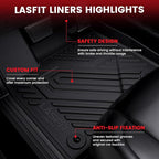 LASFIT Floor Mats Fit for Lincoln MKC 2019 2018 2017 2016 2015 TPE All Weather Floor Liners Custom Fit Car Mats 2015-2019 Accessories, 1st and 2nd Rows Floor Mats - Black
