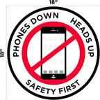 "Phones Down Heads Up" Safety Sign - Laminated Adhesive Floor Signs by Graphical Warehouse (18)