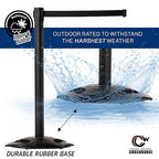 CCW Series WBB-200 Set of 2 Outdoor Safety Rubber Base Stanchion Retractable Belt Barriers - Easy to Assemble, No Tools Required (11 Foot Belt, Red Belt with Yellow Post)