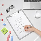 Hongri Plastic Clipboard with Pen Holder, Gray 8.5x11 Letter Size Clip Board for Classroom, Office, Students, Nurses and Women, Low Profile Clip, Size 12.5 x 9 in