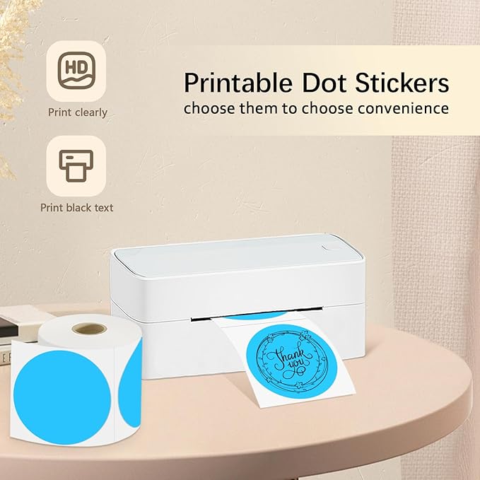 3 X 3 Inch Round Thermal Labels Circle Color Coding Labels Printable Waterproof 500PCS Round Stickers Adhesive Writable for Office, Home, Garage, DIY Sticker, Name Tag,Sky Blue