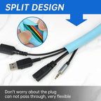 Split Braided Cable Sleeve，Flexible Wire Loom Tubing, Automotive Cord Protector Pet Proof, Cable Management for Computer TV Electric Wires Harness 16ft (Sky Blue, 10mm（3/8")