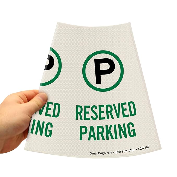 SmartSign “Reserved Parking” Bright Reflective Cone Message Sleeve, Pack of 1 [Cone Not Included]