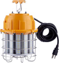 LED Temporary Work Light 60W, LED Construction Lights 7,200lm 5000K Daylight, Stainless Steel Guard Portable Hanging Work Lighting Workshop Jobsite Light Outdoor