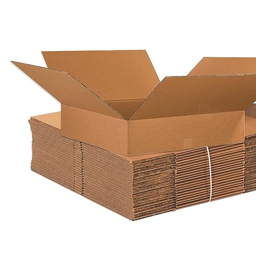 BOX USA 26x26x6 Flat Corrugated Boxes, Flat, 26L x 26W x 6H, Pack of 10 | Shipping, Packaging, Moving, Storage Box for Home or Business, Strong Wholesale Bulk Boxes