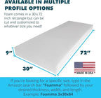 Foamma 9" x 30" x 72" High Density Upholstery Foam Cushion (Seat Replacement, Upholstery Sheet, Foam Padding) Made in USA