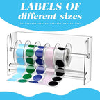 Qilery Adjustable Label Dispenser Acrylic Roll Sticker Dispenser Sticker Holder Organizer Label Stand for Holding Office and Home(9 Disks)
