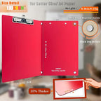 Aluminum Magnetic Clipboard A4 Metal Strong Fixed Magnet Message Clip Board Stainless Hangable w/Pen Holder Letter 9" x 12.6" for School Office Forklift Factory Workshops Garage Wharf Supplies (Red)