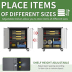 Metal Tool Cabinet,Garage Storage Cabinet System,Wall Cabinet & Locking Rolling Tool Cabinet with Doors and Adjustable Shelves,Steel Tool Cabinets for Home (2 Pcs-StyleC, Black & Grey)