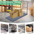 Heavy Duty Flatbed Cart 60"x30" Platform Truck, 2000 lbs Capacity Steel Hand Truck with 4 Swivel Wheels, Industrial Utility Push Cart for Warehouse, Garage, and Moving Supplies