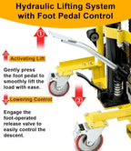 Foldable Hydraulic Material Lift, Pallet Jack Table Cart- 480-Lb. Capacity, 35in Lift. with Swivel Wheels, Steel Platform Board x 1