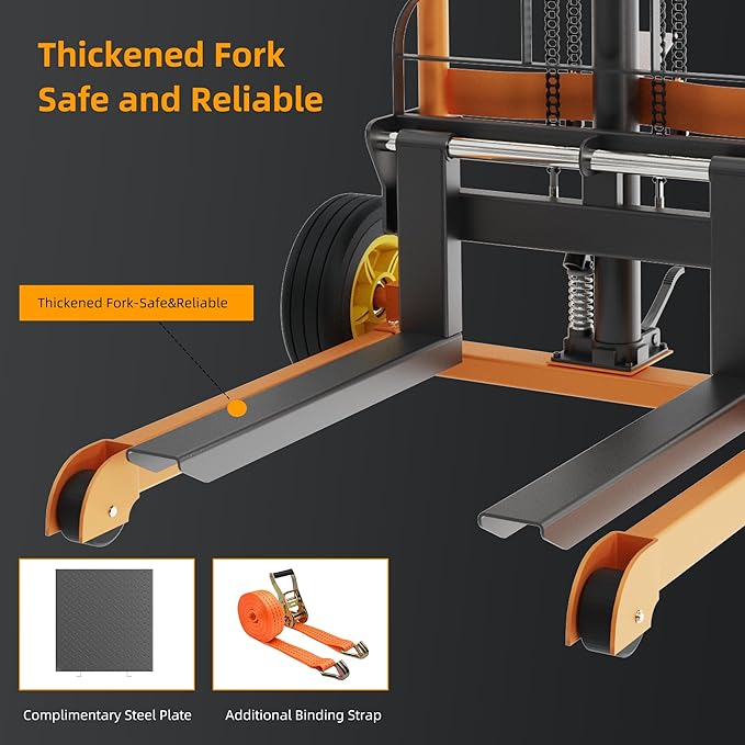 Hydraulic Material Lift Pallet Truck 441 lbs Manual Winch Stacker 36" Max Lift Height, Lift Table Cart