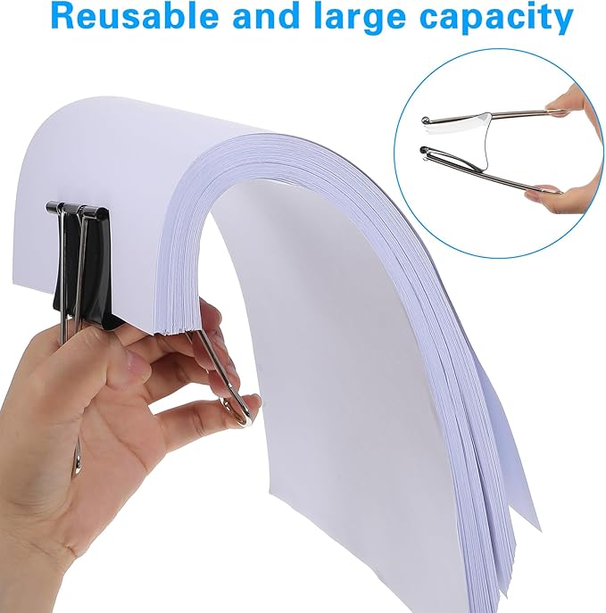 15pcs Extra Large Binder Clips 5.7 × 3 Inch Binder Clips Big Paper Clip Clamps Heavy Duty Paper Clamps Large Binding Clip Paperclips Bulk for Office School Teachers Kitchen Home Supplies