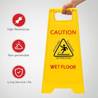 MATTHEW CLEANING 25'' Industrial Wet Floor Sign 12 Pack 2-Sided Safety A-Frame Birght Yellow Multilingual Warning Signs Commercial Caution Wet Fold-out Floor Signs For Indoors and Outdoors