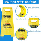 OrangeStar 12-Pack Caution Wet Floor Sign, 23.2” Double-Sided Bilingual Warning Signs for Commercial Use, Foldable A-Shaped Frame Safety Sign, Yellow