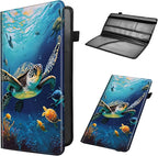 Car Registration and Insurance Holder, Leather Car Glove Box Organizer, Cool Car Accessories for ID, Driver's License Cards & Essential Document, Business Cards, Men&Women,Ocean Sea Turtle Fish