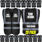 BeautyWill 10/20 Pack Custom Logo Safety Vest,Bulk High Visibility Class 2 Reflective Work Vests