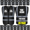 BeautyWill 10/20 Pack Custom Logo Safety Vest,Bulk High Visibility Class 2 Reflective Work Vests