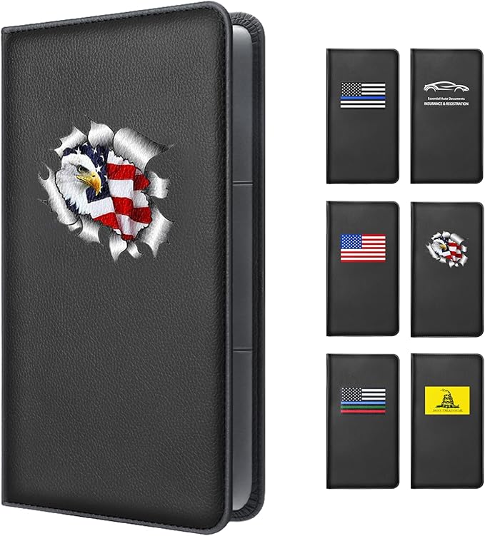 Car Insurance and Registration Card Holder | for BMW Ford Tesla Cadillac All Cars | Store Cards, ID License & Essential Documents | Premium Leather with Magnetic Closure