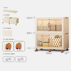 FINCHESCLUB 376QT Large Stackable Storage Bins with Lids, 94Gal Foldable Storage Bins with Doors and Wheels, Collapsible Closet Organizers for Home Office, Christmas Gifts - 2 Pack - Off White