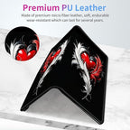 Car Registration and Insurance Holder,Leather Insurance License and Registration Card Holder for Car Glove Box, Auto Truck Document Holder Organizer for Men Women-Red Heart with Feather