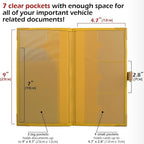 Auto Insurance and Registration Card Holder - Vehicle Glove Box Document Organizer - Car Essential Paperwork Holder for DMV, AAA, Contact Information Cards - Premium PU Leather Wallet Case - Yellow