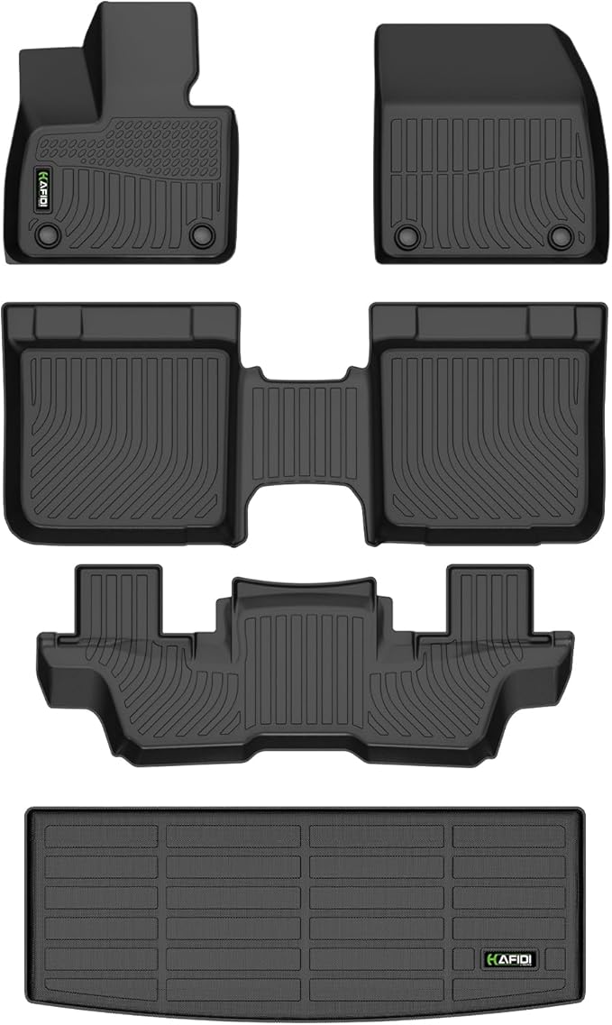 HAFIDI® Floor Mats & Cargo Liner Set Fit for 2025 Vinfast VF9 6 Seats All Weather Protection TPE Anti-Slip Automotive Full Set Floor Liners Custom Accessories - Black