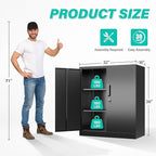 SISESOL 36 inch Metal Storage Cabinet with Doors and Shelves,Small Garage Storage Cabinet with Lock,Black Metal Cabinets with Locking Doors for Home,Office,Short Garage Cabinets