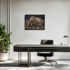ZHENGYIN Brown Grizzly Bear Wall Art, Rustic Cabin Lodge Wildlife Canvas Print, Mountain Forest Animal Wall Decor for Living Room Bedroom Office, 12x16 Inch