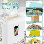 Woolsche Paper Shredder, P-5 Security Level, 5-Sheet Micro Cut with 3.43-Gallon Basket, Durable & Fast with Jam Proof System, Paper Shredder for Home Office (ETL)